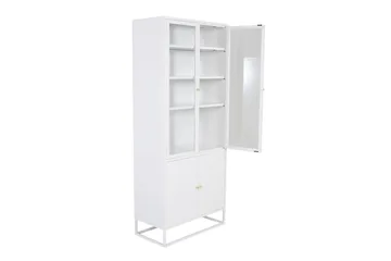 Bakal kirjahylly ovilla 80 cm lasia ja metallia - Valkoinen - Säilytys - Hylly - Kirjahylly