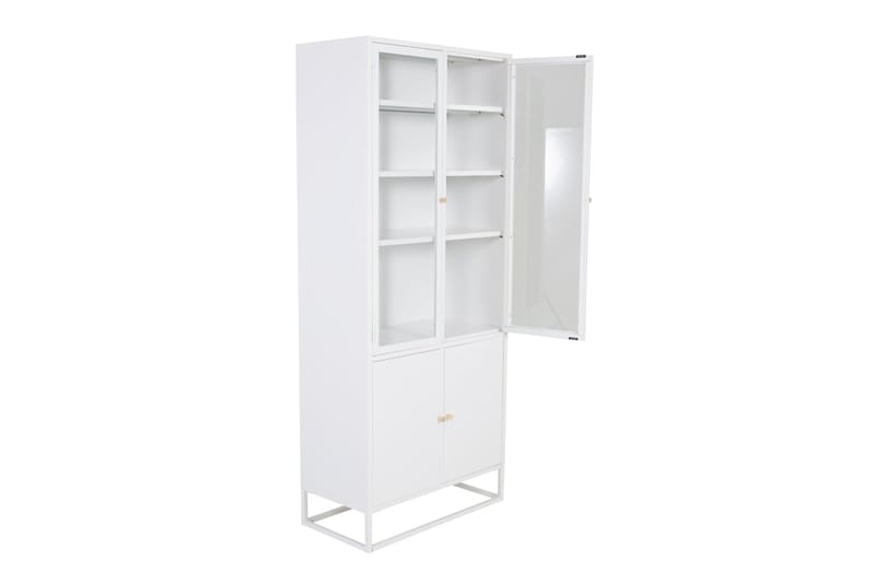 Bakal kirjahylly ovilla 80 cm lasia ja metallia - Valkoinen - Säilytys - Hylly - Kirjahylly