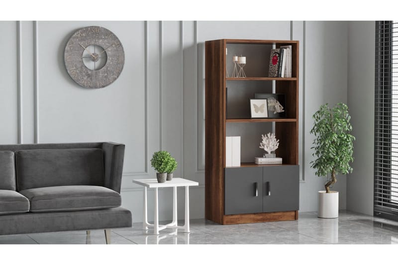 Barrock kirjahylly 63,6 cm tiikkijäljitelmäpuuta - Tiikki|Antrasiitti - Säilytys - Hylly - Kirjahylly