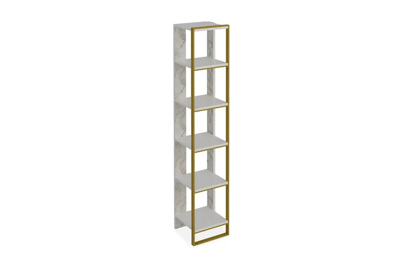 Bascle kirjahylly 31 cm puuta metallirungolla, Valkoinen