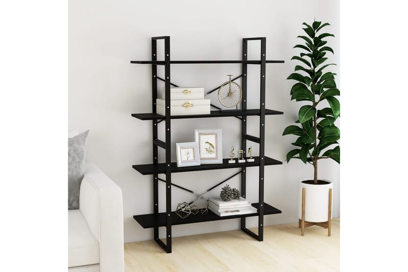 beBasic 4-tasoinen kirjahylly musta 100x30x140 cm täysi mänty - Musta - Säilytys - Hylly - Kirjahylly