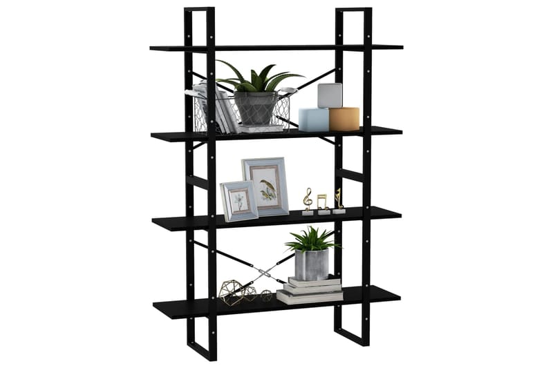 beBasic 4-tasoinen kirjahylly musta 100x30x140 cm täysi mänty - Musta - Säilytys - Hylly - Kirjahylly