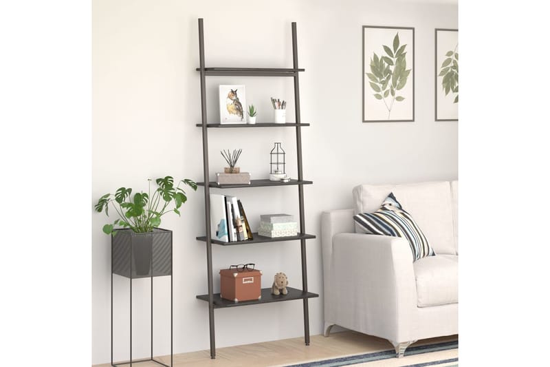 beBasic 5-kerroksinen kalteva hylly musta 64x34x185,5 cm - Musta - Säilytys - Hylly - Kirjahylly