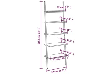 beBasic 5-kerroksinen kalteva hylly tummanrusk. ja musta 64x34x185,5 cm - Ruskea - Säilytys - Hylly - Kirjahylly