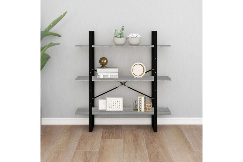 beBasic Kirjahylly harmaa Sonoma 100x30x105 cm tekninen puu - Harmaa - Säilytys - Hylly - Kirjahylly