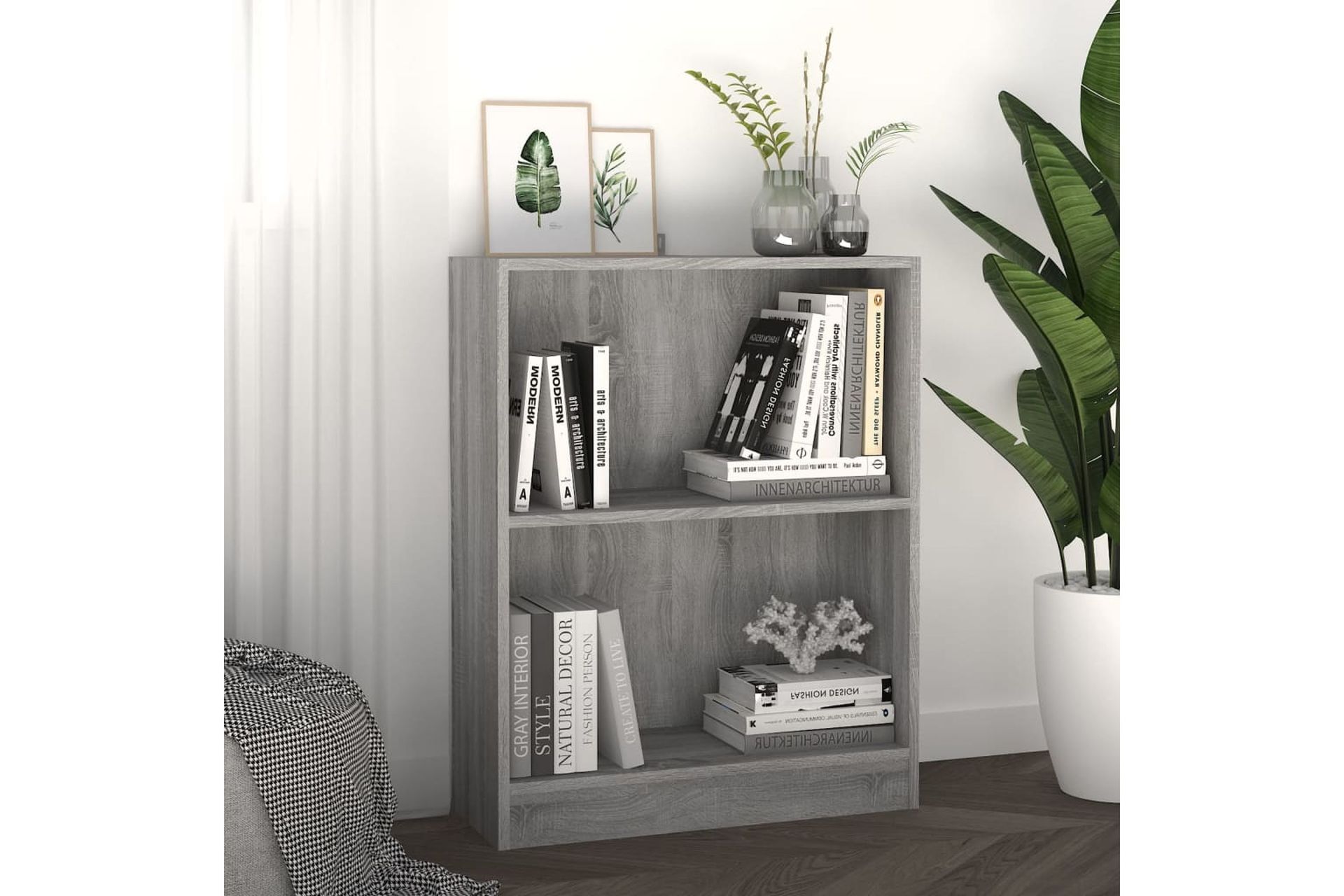beBasic Kirjahylly harmaa Sonoma 60x24x74,5 cm tekninen puu - Harmaa - Säilytys - Hylly - Kirjahylly