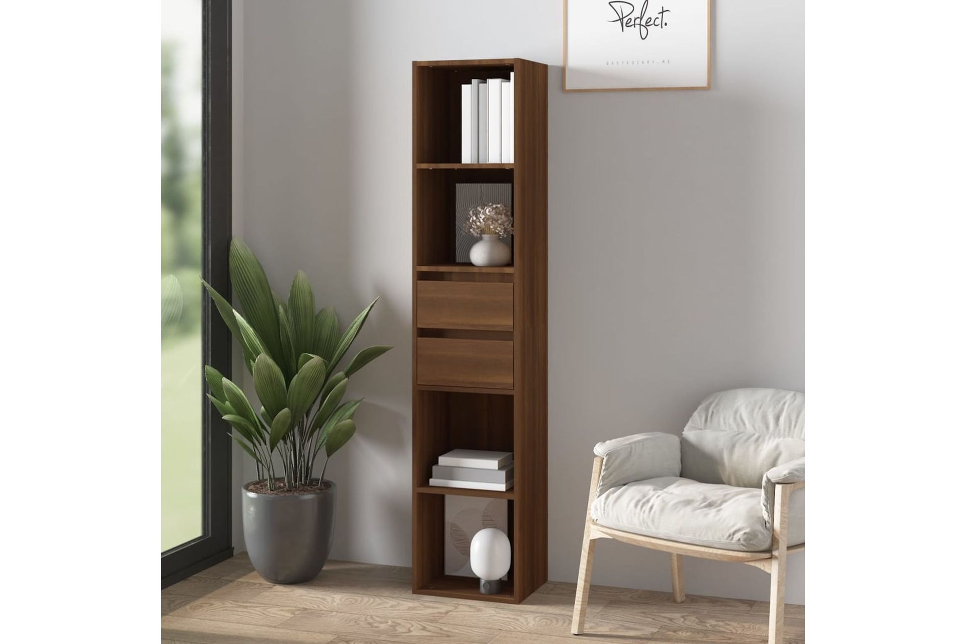 beBasic Kirjahylly ruskea tammi 36x30x171 cm tekninen puu - Ruskea - Säilytys - Hylly - Kirjahylly