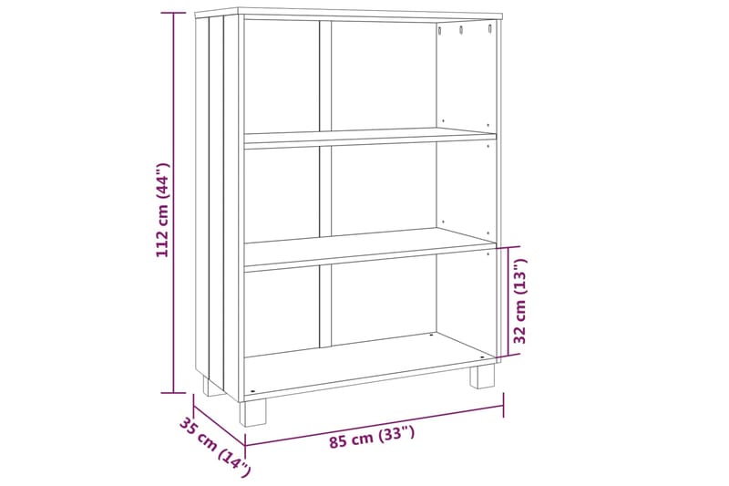 beBasic Kirjahylly tummanharmaa 85x35x112 cm täysi mänty - Harmaa - Säilytys - Hylly - Kirjahylly
