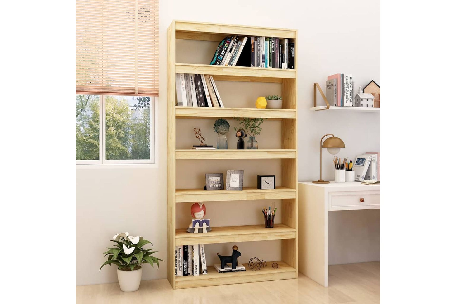beBasic Kirjahylly/tilanjakaja 100x30x200 cm täysi mänty - Ruskea - Säilytys - Hylly - Kirjahylly