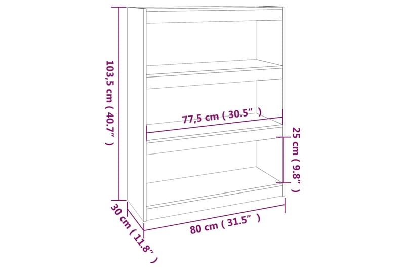 beBasic Kirjahylly/tilanjakaja 80x30x103,5 cm täysi mänty - Ruskea - Kirjahylly - Hylly