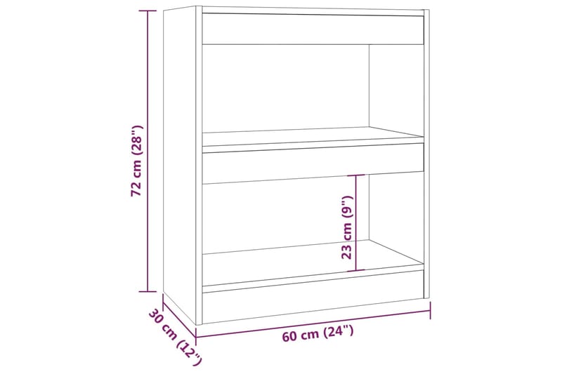 beBasic Kirjahylly/tilanjakaja betoninharmaa 60x30x72 cm - Harmaa - Säilytys - Hylly - Kirjahylly
