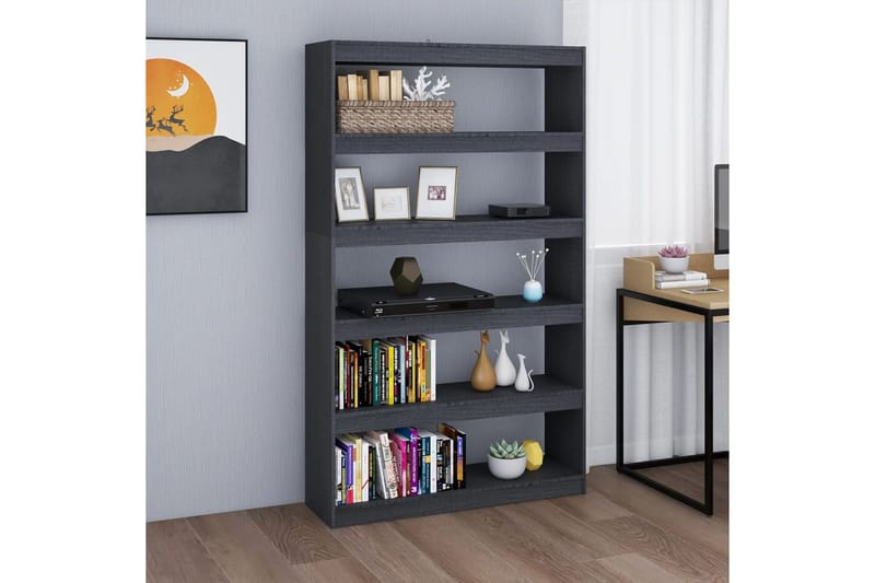 beBasic Kirjahylly/tilanjakaja harmaa 100x30x167,5 cm täysi mänty - Harmaa - Säilytys - Hylly - Kirjahylly