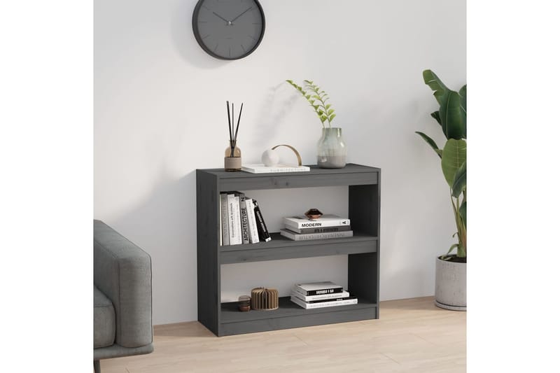 beBasic Kirjahylly/tilanjakaja harmaa 80x30x71,5 cm täysi mänty - Harmaa - Säilytys - Hylly - Kirjahylly
