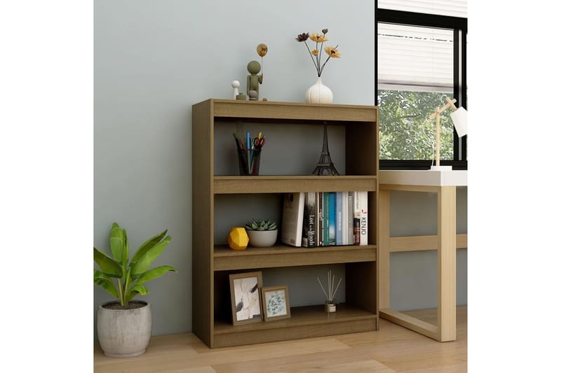beBasic Kirjahylly/tilanjakaja hunajanruskea 100x30x103 cm täysi mänty - Ruskea - Säilytys - Hylly - Kirjahylly