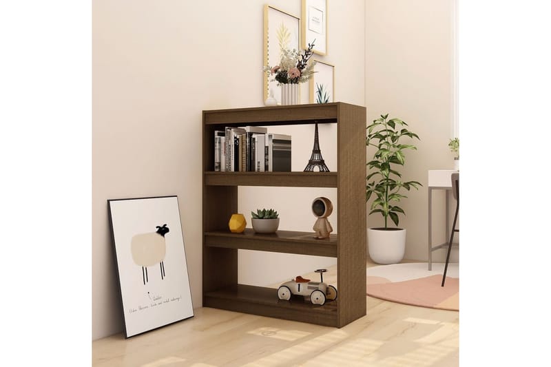 beBasic Kirjahylly/tilanjakaja hunajanruskea 100x30x103 cm täysi mänty - Ruskea - Säilytys - Hylly - Kirjahylly