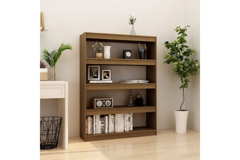 beBasic Kirjahylly/tilanjakaja hunajanruskea 100x30x135,5cm täysi mänty - Ruskea - Säilytys - Hylly - Kirjahylly