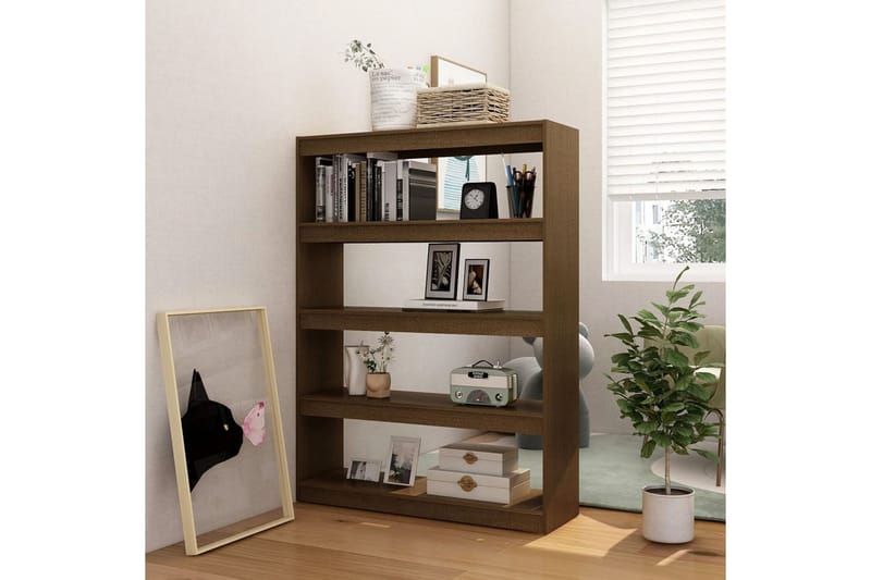 beBasic Kirjahylly/tilanjakaja hunajanruskea 100x30x135,5cm täysi mänty - Ruskea - Säilytys - Hylly - Kirjahylly