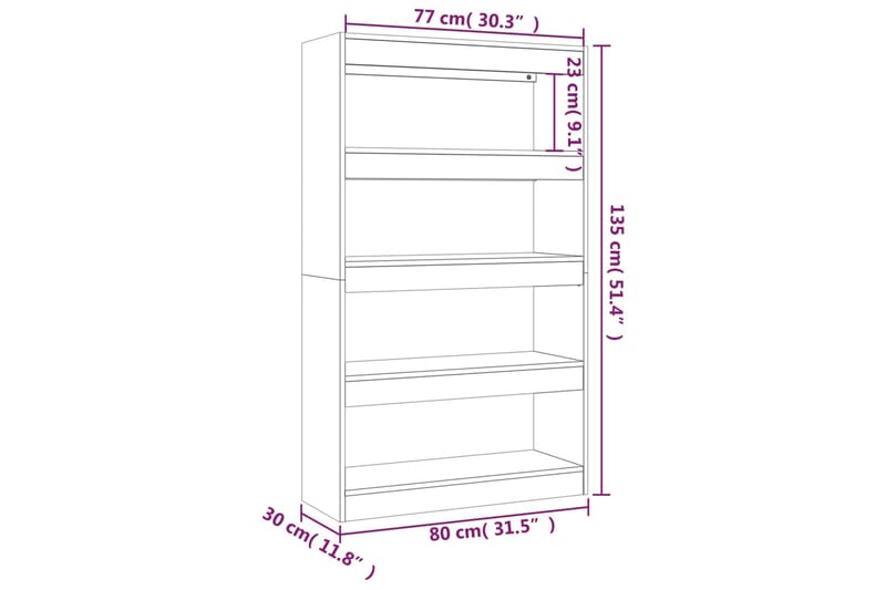 beBasic Kirjahylly/tilanjakaja korkeakiilto valk 80x30x135 cm lastulevy - Valkoinen - Säilytys - Hylly - Kirjahylly
