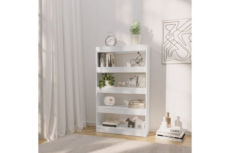 beBasic Kirjahylly/tilanjakaja korkeakiilto valk 80x30x135 cm lastulevy - Valkoinen - Säilytys - Hylly - Kirjahylly