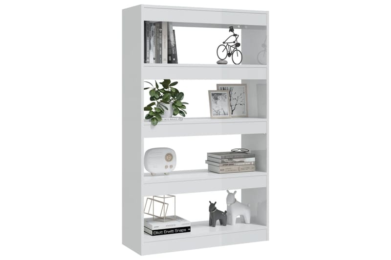 beBasic Kirjahylly/tilanjakaja korkeakiilto valk 80x30x135 cm lastulevy - Valkoinen - Säilytys - Hylly - Kirjahylly