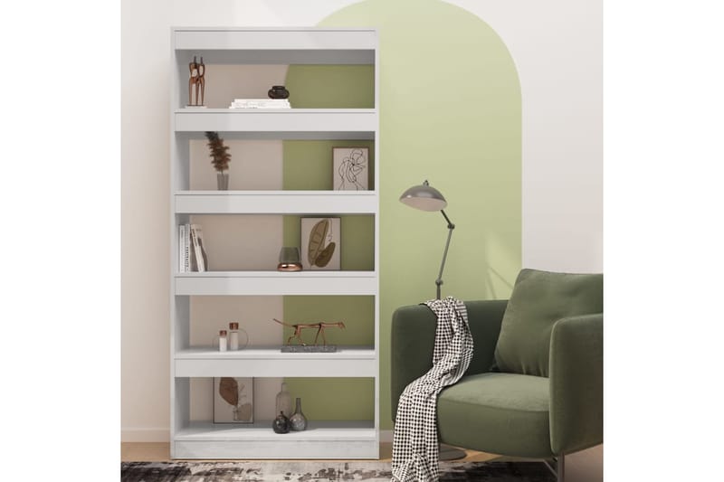 beBasic Kirjahylly/tilanjakaja korkeakiilto valk 80x30x166 cm lastulevy - Valkoinen - Säilytys - Hylly - Kirjahylly