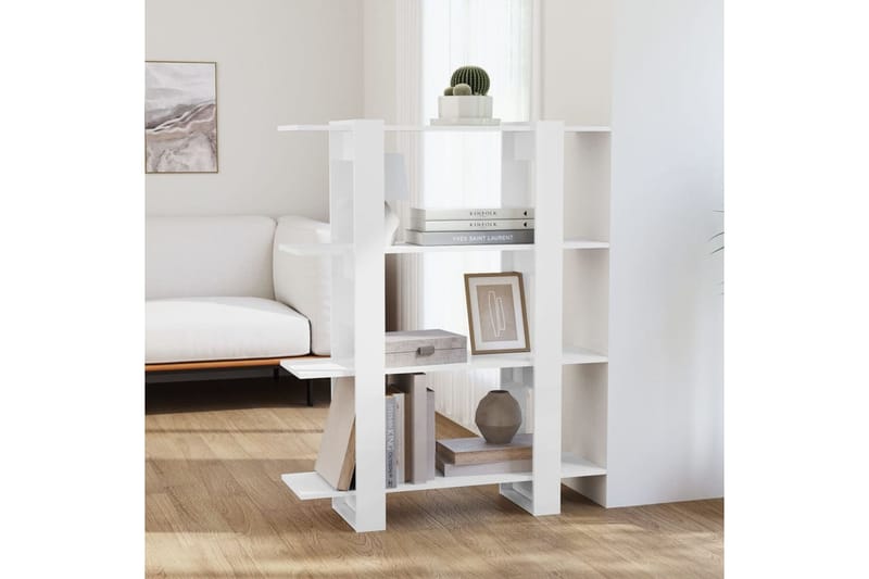 beBasic Kirjahylly/tilanjakaja korkeakiilto valkoinen 100x30x123,5 cm - Valkoinen - Säilytys - Hylly - Kirjahylly