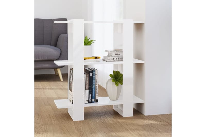 beBasic Kirjahylly/tilanjakaja korkeakiilto valkoinen 80x30x87 cm - Valkoinen - Säilytys - Hylly - Kirjahylly