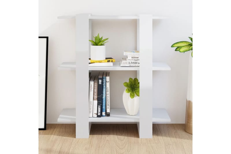 beBasic Kirjahylly/tilanjakaja korkeakiilto valkoinen 80x30x87 cm - Valkoinen - Säilytys - Hylly - Kirjahylly