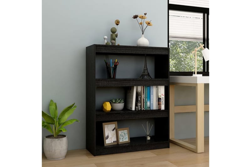 beBasic Kirjahylly/tilanjakaja musta 100x30x103 cm täysi mänty - Musta - Säilytys - Hylly - Kirjahylly