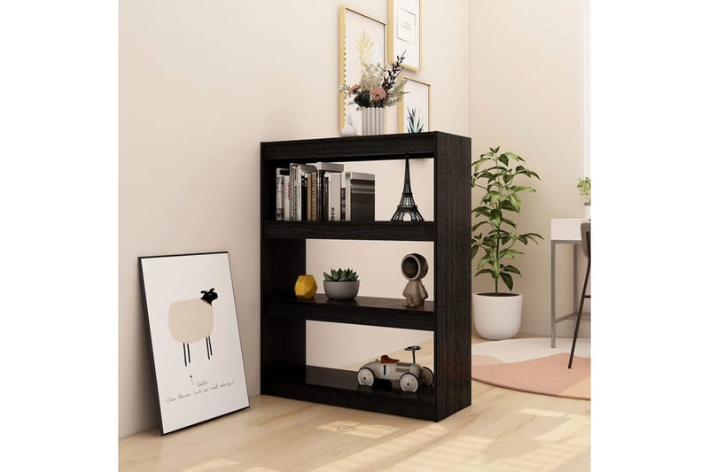 beBasic Kirjahylly/tilanjakaja musta 100x30x103 cm täysi mänty - Musta - Säilytys - Hylly - Kirjahylly