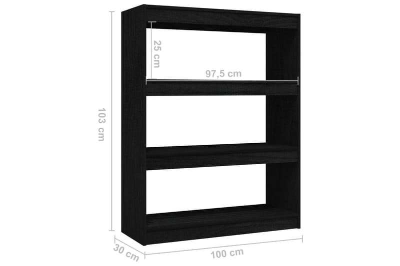 beBasic Kirjahylly/tilanjakaja musta 100x30x103 cm täysi mänty - Musta - Säilytys - Hylly - Kirjahylly