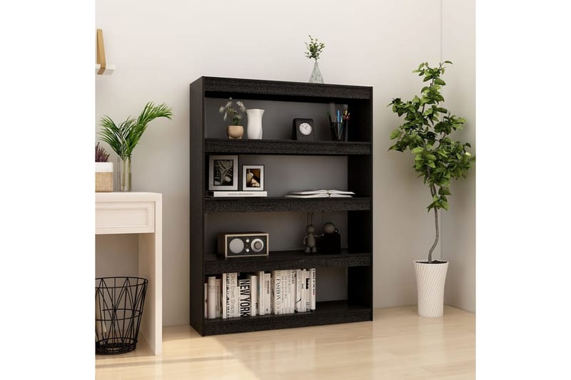 beBasic Kirjahylly/tilanjakaja musta 100x30x135,5 cm täysi mänty - Musta - Säilytys - Hylly - Kirjahylly