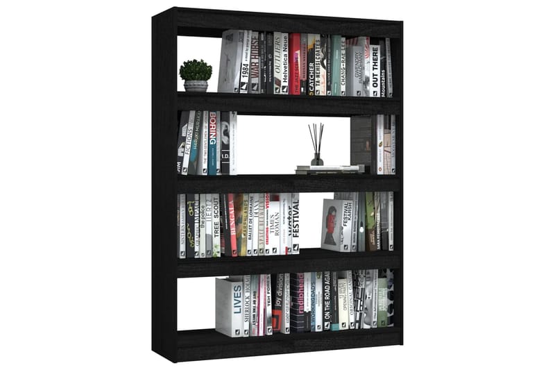 beBasic Kirjahylly/tilanjakaja musta 100x30x135,5 cm täysi mänty - Musta - Säilytys - Hylly - Kirjahylly