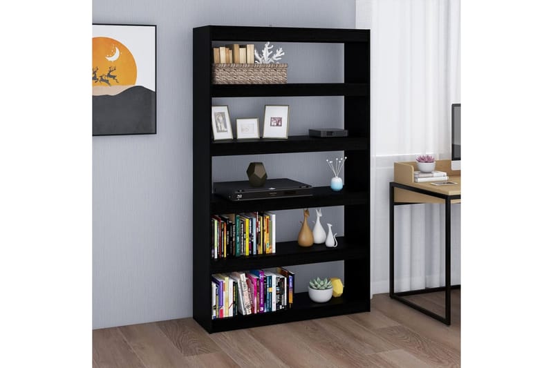 beBasic Kirjahylly/tilanjakaja musta 100x30x167,5 cm täysi mänty - Musta - Säilytys - Hylly - Kirjahylly