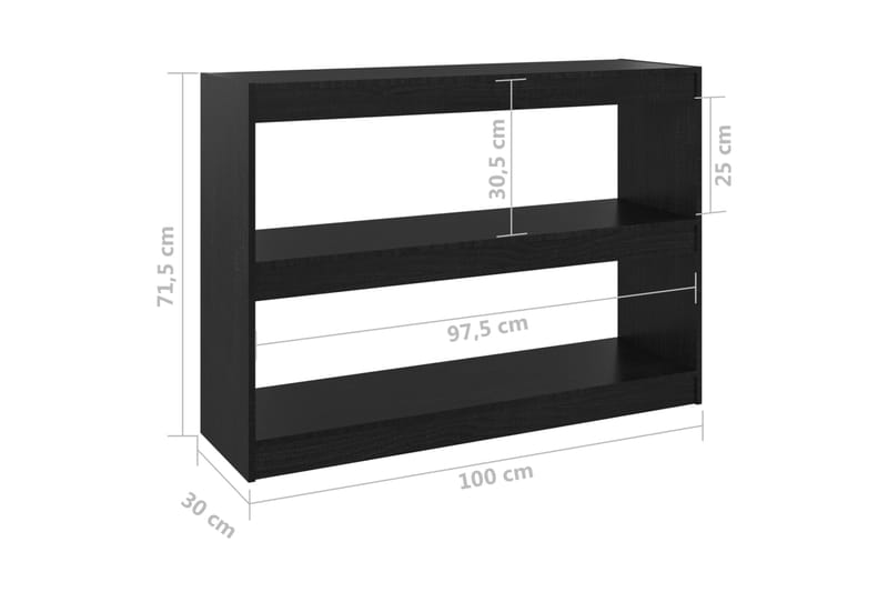 beBasic Kirjahylly/tilanjakaja musta 100x30x71,5 cm täysi mänty - Musta - Kirjahylly - Hylly