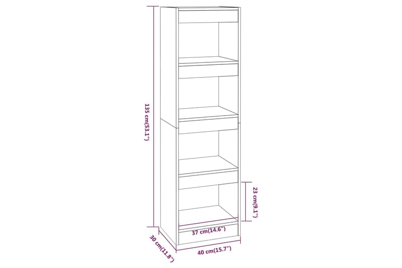 beBasic Kirjahylly/tilanjakaja musta 40x30x135 cm lastulevy - Musta - Säilytys - Hylly - Kirjahylly