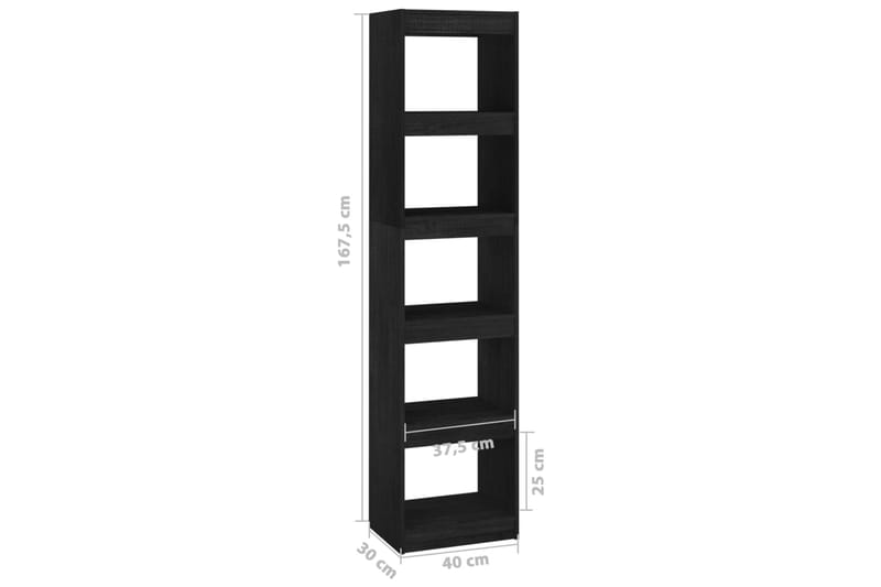 beBasic Kirjahylly/tilanjakaja musta 40x30x167,5 cm täysi mänty - Musta - Säilytys - Hylly - Kirjahylly