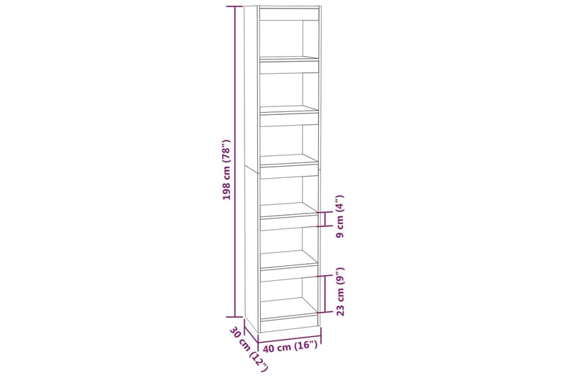 beBasic Kirjahylly/tilanjakaja musta 40x30x198 cm - Musta - Kirjahylly - Hylly