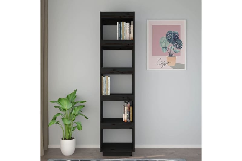 beBasic Kirjahylly/tilanjakaja musta 40x35x167 cm täysi mänty - Musta - Säilytys - Hylly - Kirjahylly