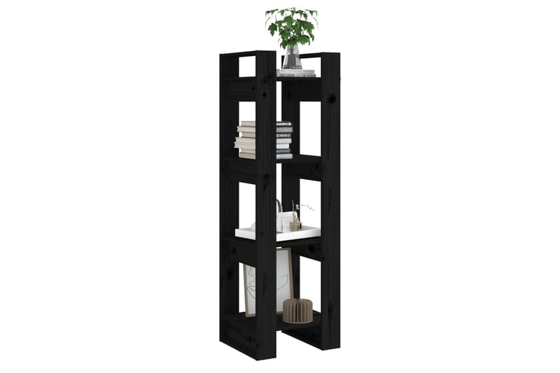 beBasic Kirjahylly/tilanjakaja musta 41x35x125 cm täysi mänty - Musta - Säilytys - Hylly - Kirjahylly