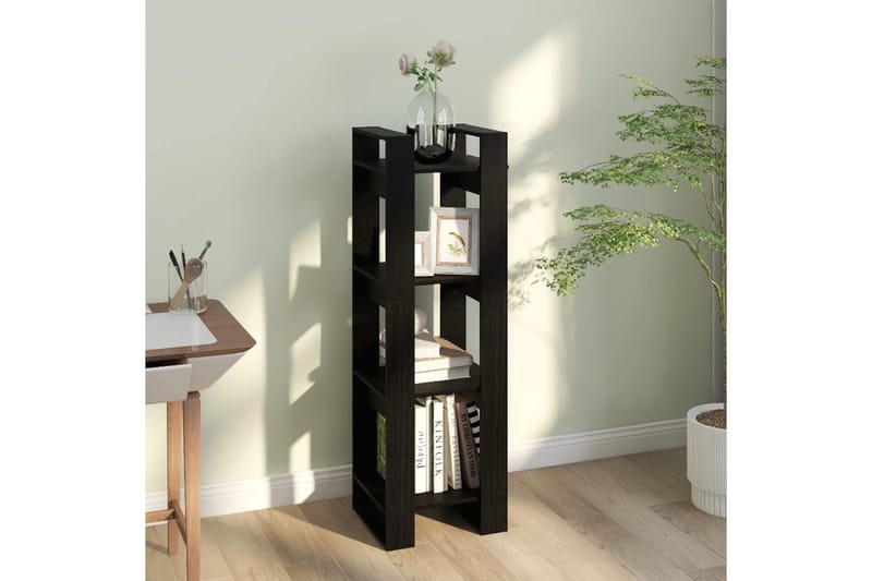 beBasic Kirjahylly/tilanjakaja musta 41x35x125 cm täysi mänty - Musta - Säilytys - Hylly - Kirjahylly