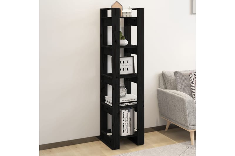 beBasic Kirjahylly/tilanjakaja musta 41x35x160 cm täysi mänty - Musta - Säilytys - Hylly - Kirjahylly