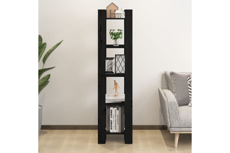 beBasic Kirjahylly/tilanjakaja musta 41x35x160 cm täysi mänty - Musta - Säilytys - Hylly - Kirjahylly