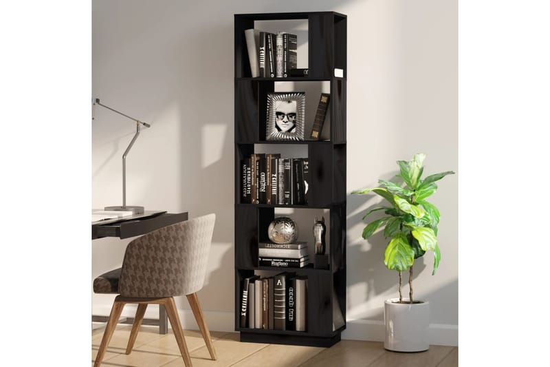 beBasic Kirjahylly/tilanjakaja musta 51x25x163,5 cm täysi mänty - Musta - Säilytys - Hylly - Kirjahylly