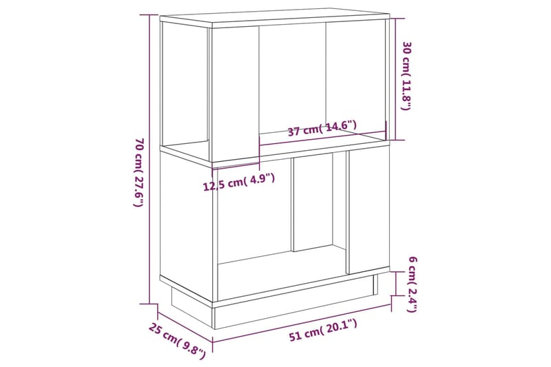 beBasic Kirjahylly/tilanjakaja musta 51x25x70 cm täysi mänty - Musta - Kirjahylly - Hylly