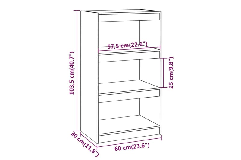 beBasic Kirjahylly/tilanjakaja musta 60x30x103,5 cm täysi mänty - Musta - Säilytys - Hylly - Kirjahylly