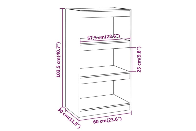 beBasic Kirjahylly/tilanjakaja musta 60x30x103,5 cm täysi mänty - Musta - Kirjahylly - Hylly