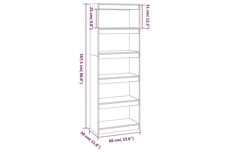 beBasic Kirjahylly/tilanjakaja musta 60x30x167,5 cm täysi mänty - Musta - Kirjahylly - Hylly