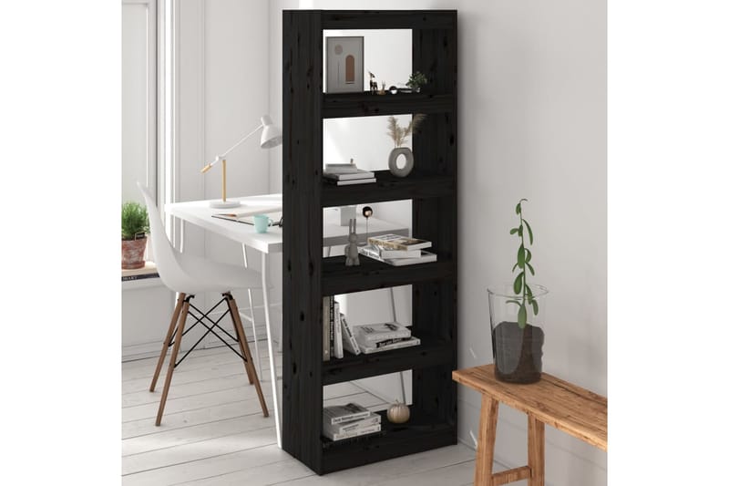 beBasic Kirjahylly/tilanjakaja musta 60x30x167,5 cm täysi mänty - Musta - Säilytys - Hylly - Kirjahylly