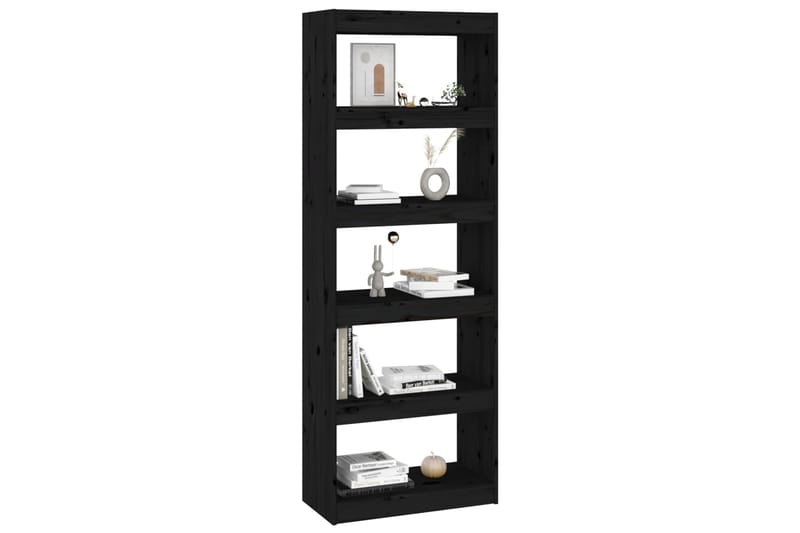 beBasic Kirjahylly/tilanjakaja musta 60x30x167,5 cm täysi mänty - Musta - Säilytys - Hylly - Kirjahylly